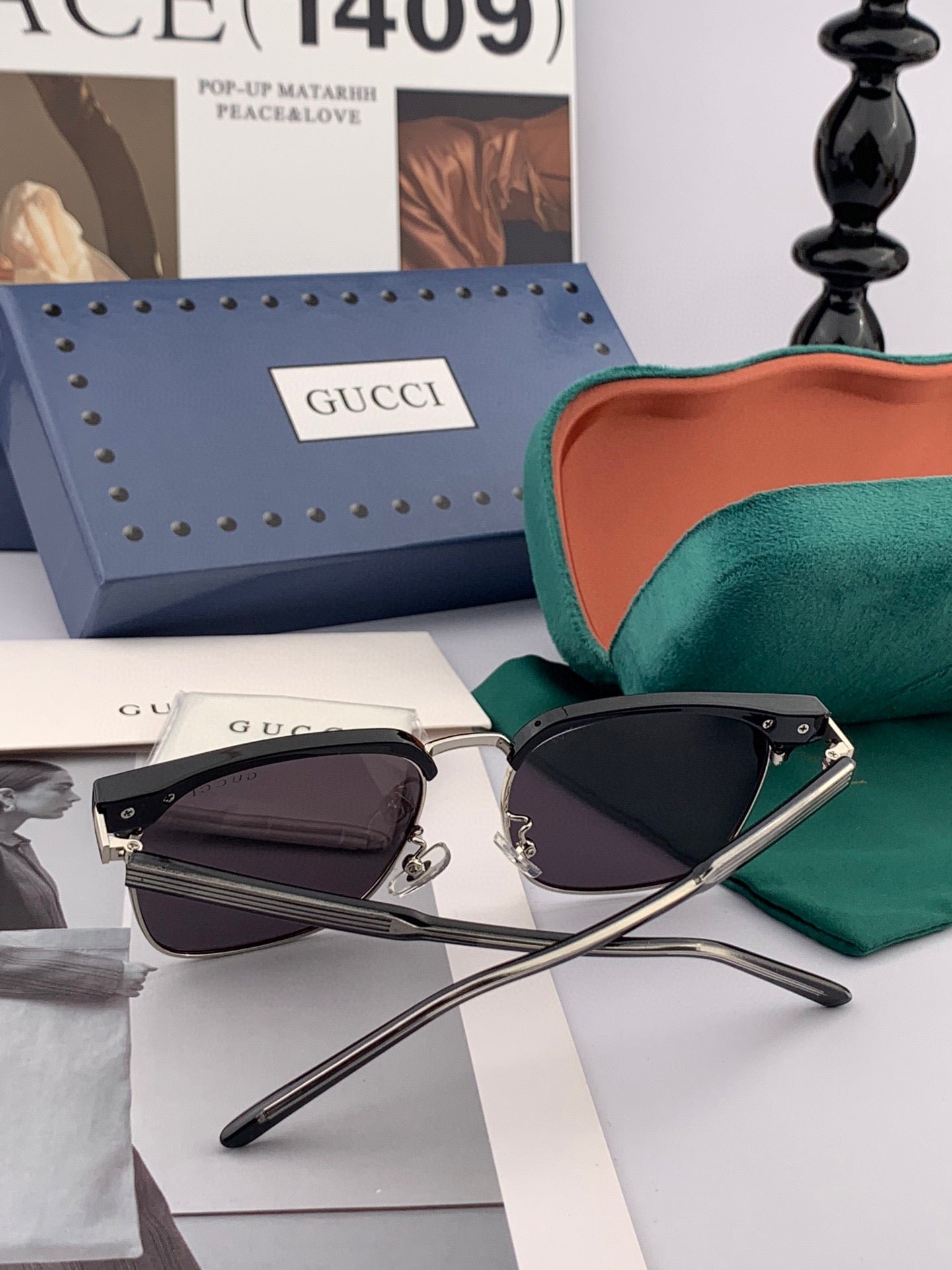 SQUARE METAL AND ACETATE SUNGLASSES G5637 - Image 6
