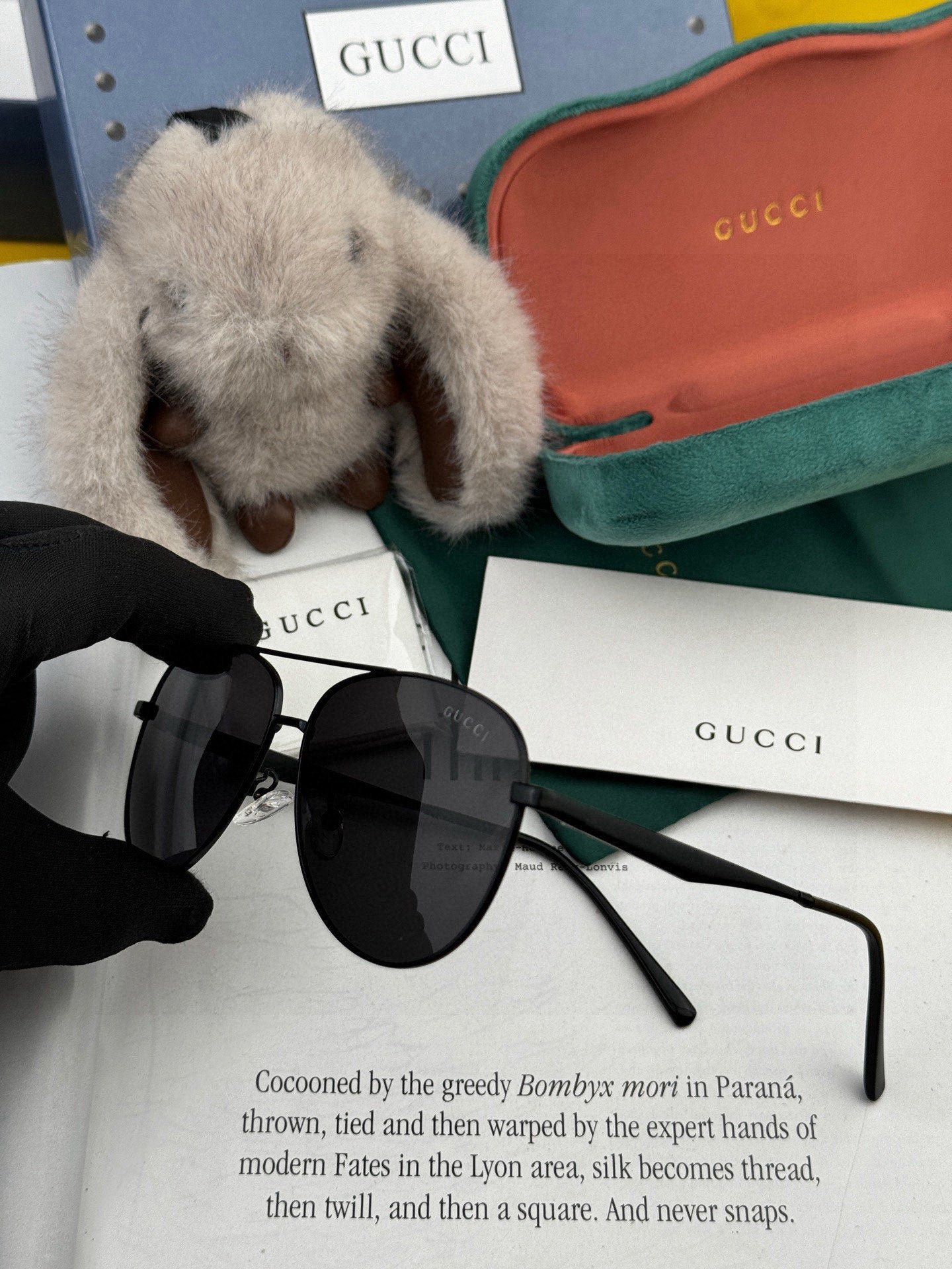 Alternative view of Gucci Gunmetal Aviator Sunglasses