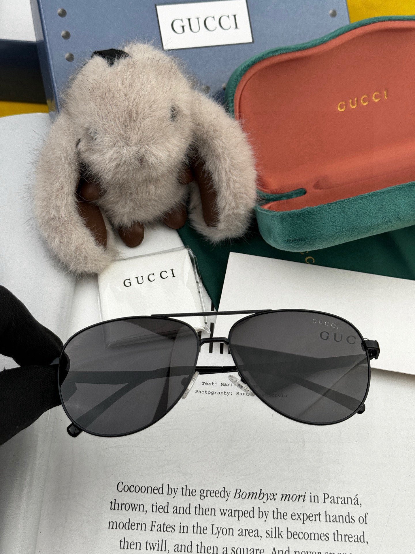 Gucci Gunmetal Aviator Sunglasses - Image 5
