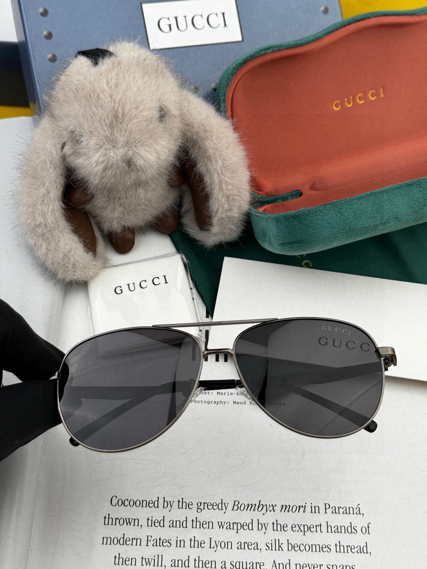 Gucci Gunmetal Aviator Sunglasses - Image 6