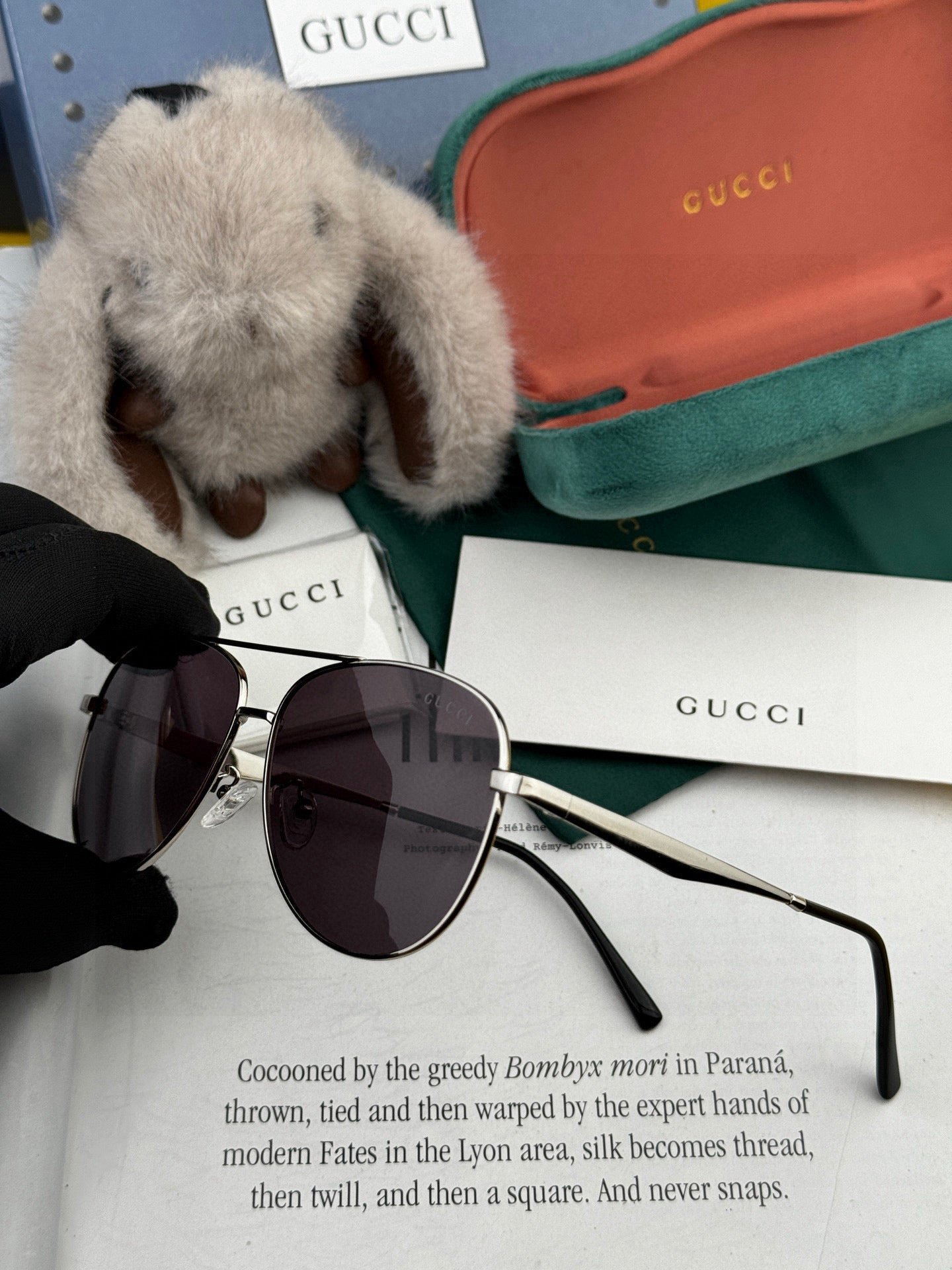 Gucci Gunmetal Aviator Sunglasses - Image 3