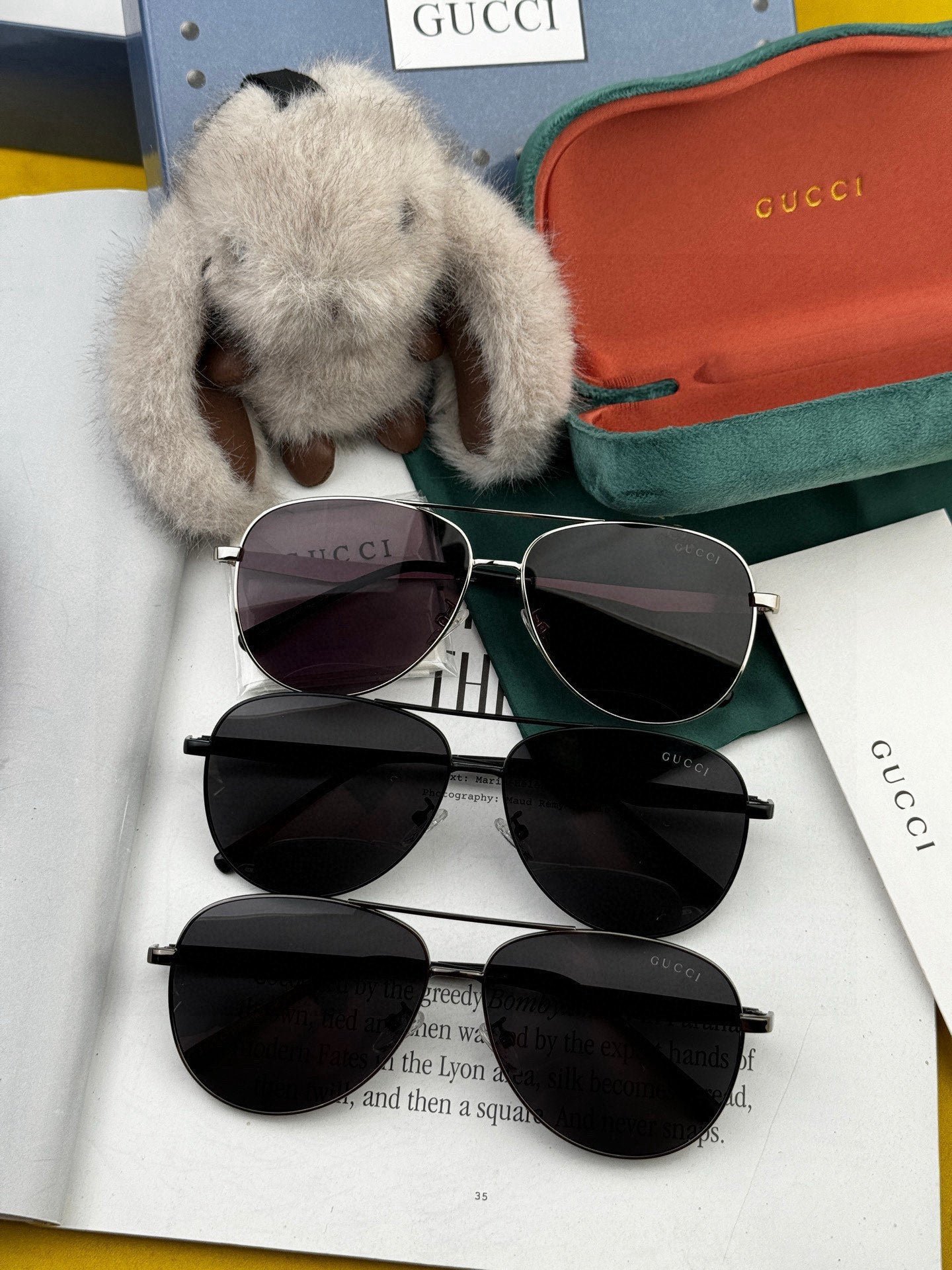 Gucci Gunmetal Aviator Sunglasses - Image 7