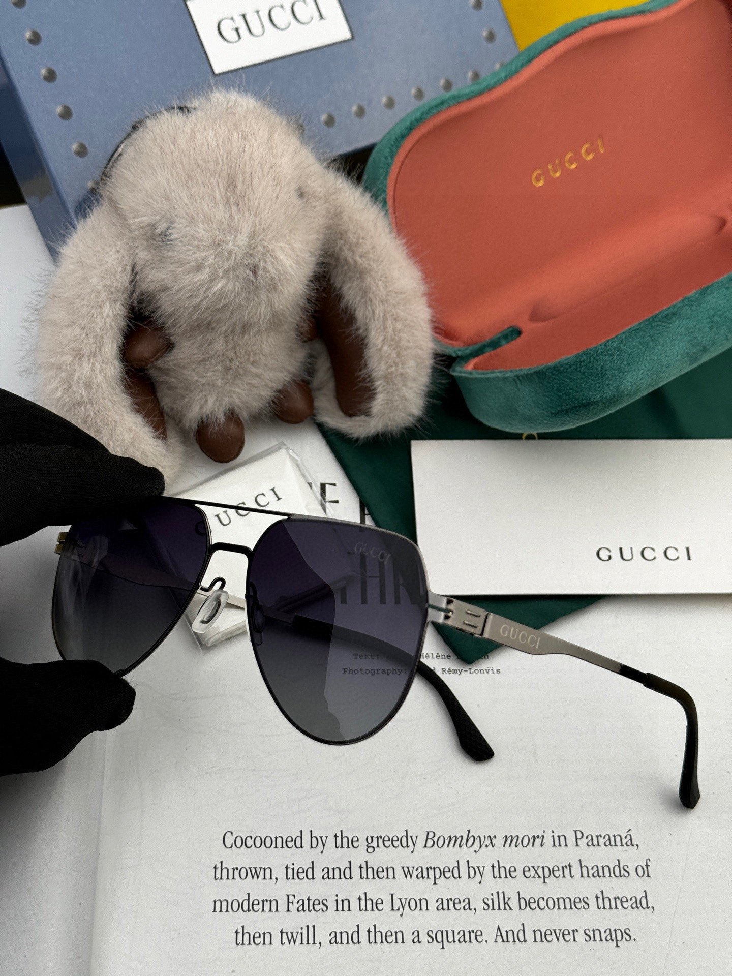 Gucci Gunmetal Aviator Sunglasses