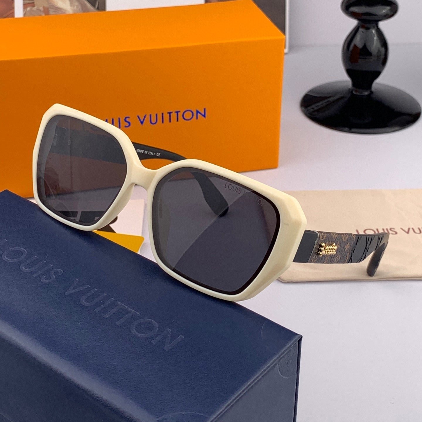 LV Cream Monogram Square Sunglasses