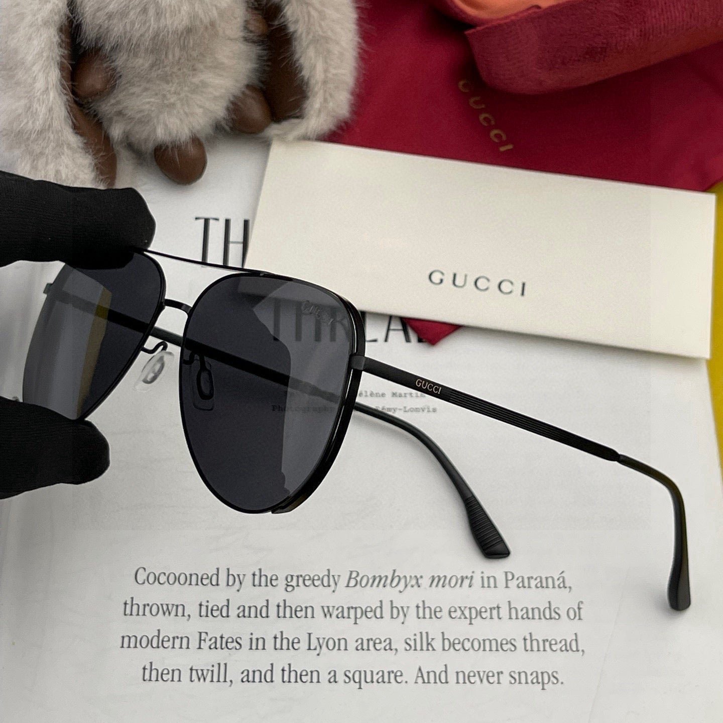 Alternative view of Gucci Silver Aviator Sunglasses