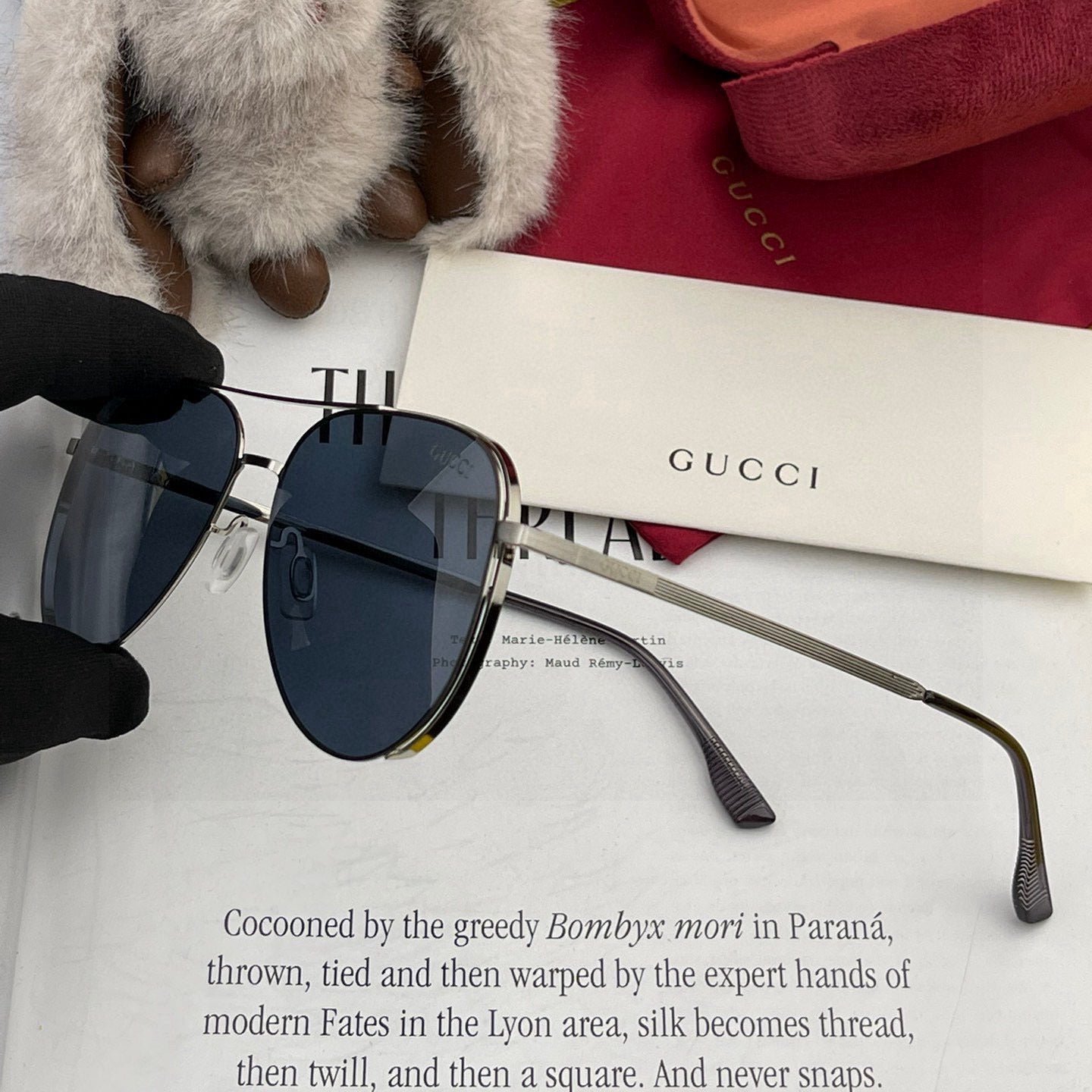 Gucci Silver Aviator Sunglasses