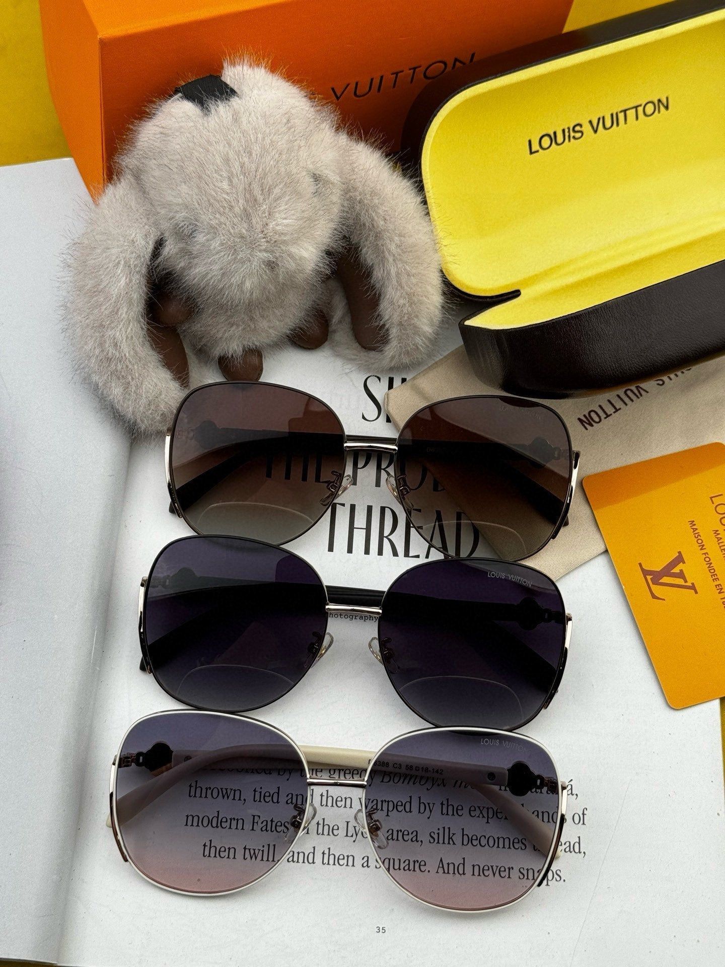 LV Round Gold Metal Floral Accent Sunglasses - Image 7