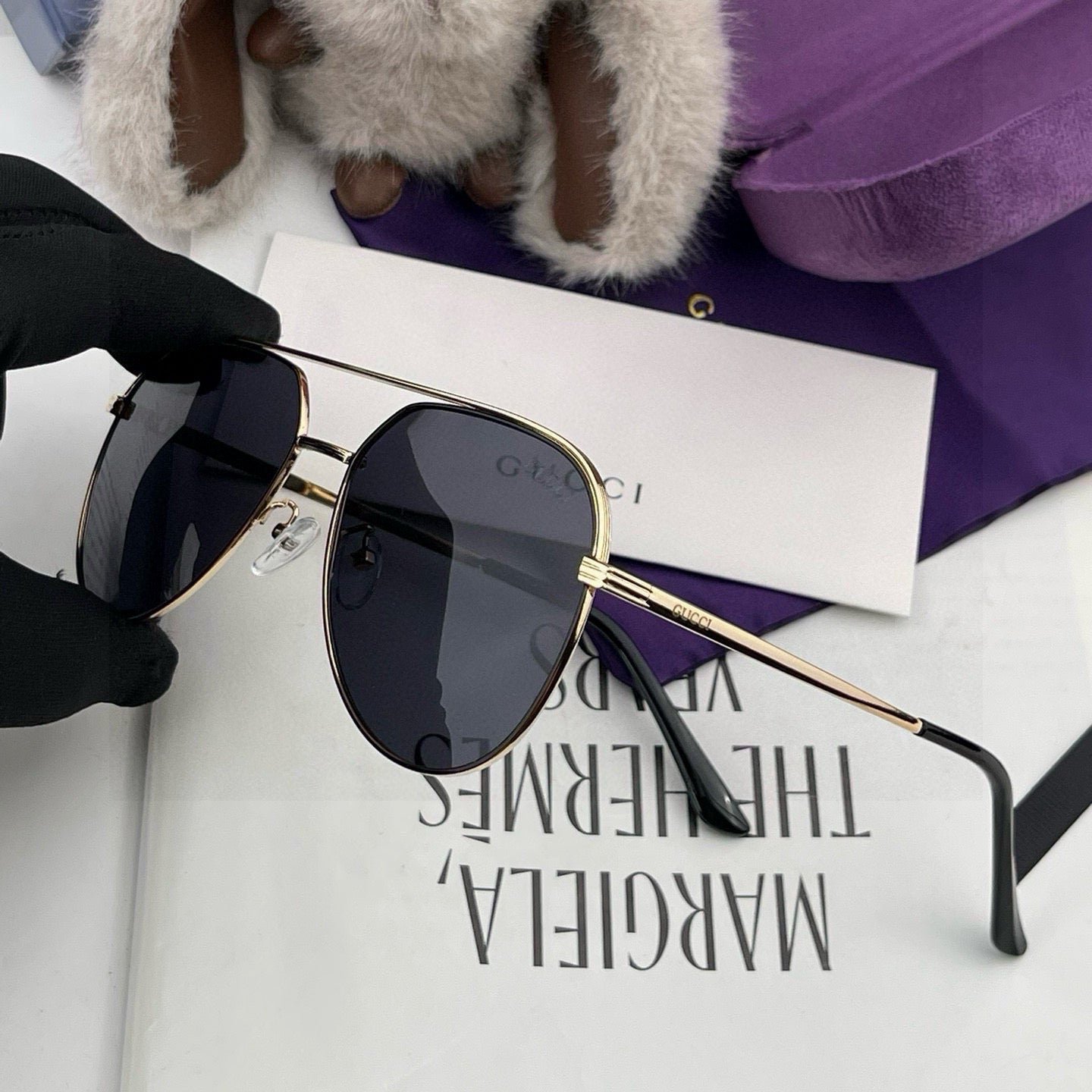 Gucci Black Aviator Sunglasses