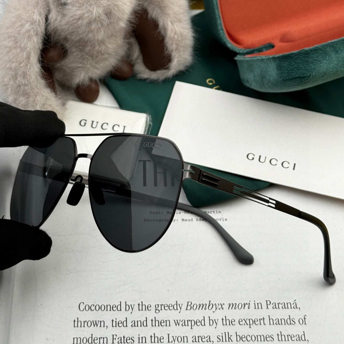 Alternative view of Gucci Gold Frame Aviator Sunglasses