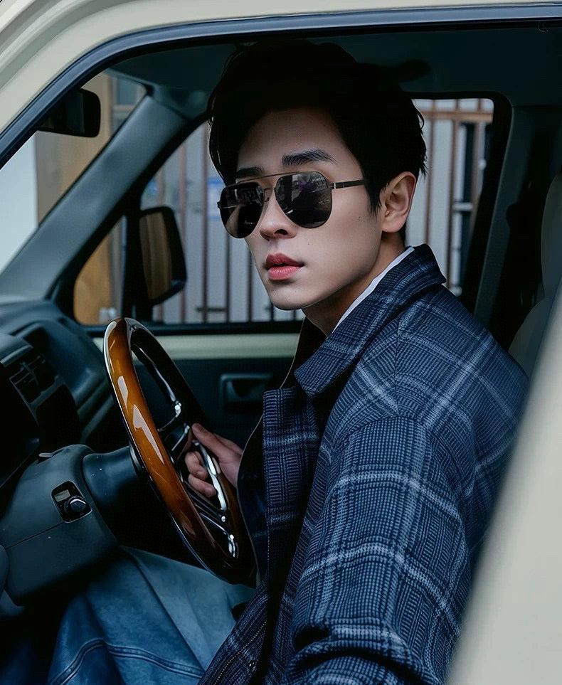LV Gunmetal Metal Rimless Hexagon Aviator Sunglasses - Image 8