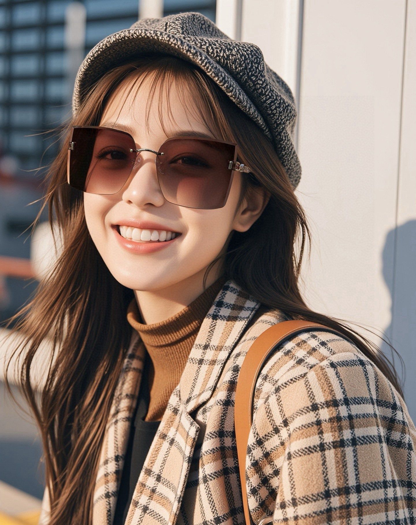 LV Rose Gold Rimless Square Gradient Sunglasses - Image 8