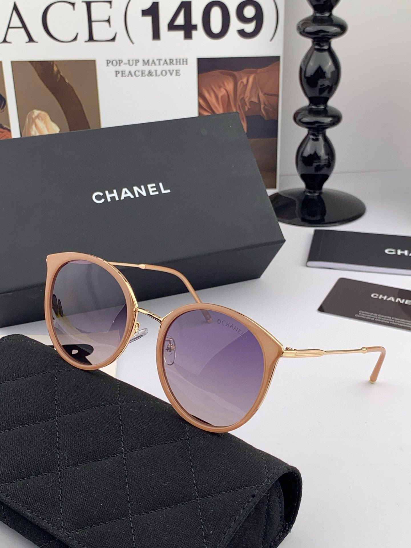 Alternative view of CHANEL CAT EYE SUNGLASSES CH7827 IN ACETATE FRAME METAL