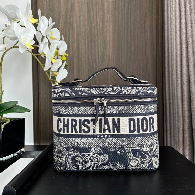 Dior Vanity 25 Black Jungle Canvas Bag