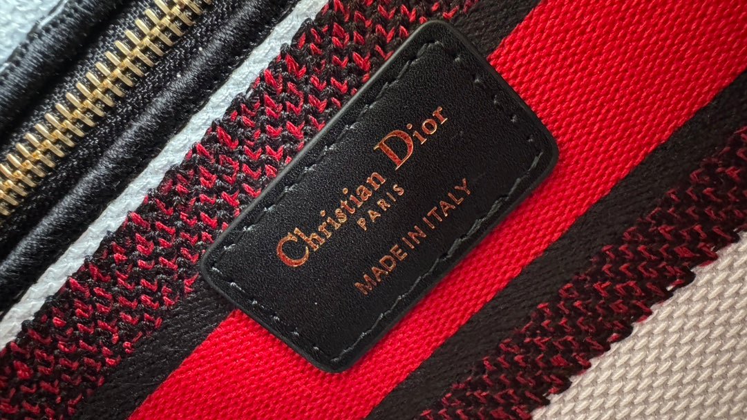 Dior Lady 24 Red White Canvas Bag - Image 7