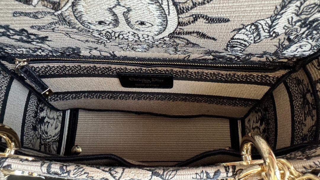 Dior Lady 24 Black Beige Canvas Bag - Image 4