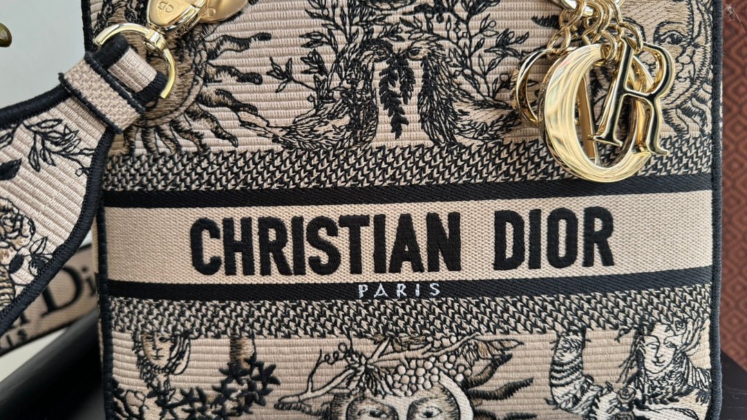 Dior Lady 24 Black Beige Canvas Bag - Image 5