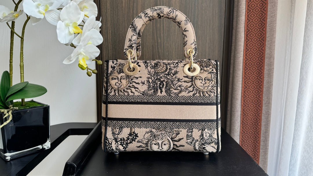 Dior Lady 24 Black Beige Canvas Bag - Image 7