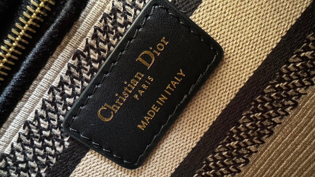 Dior Lady 24 Black Beige Canvas Bag - Image 9