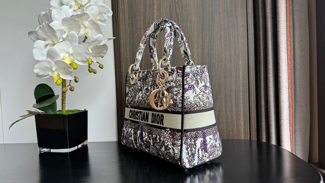 Dior Lady 24 Multicolor Floral Embroidery Handbag - Image 7