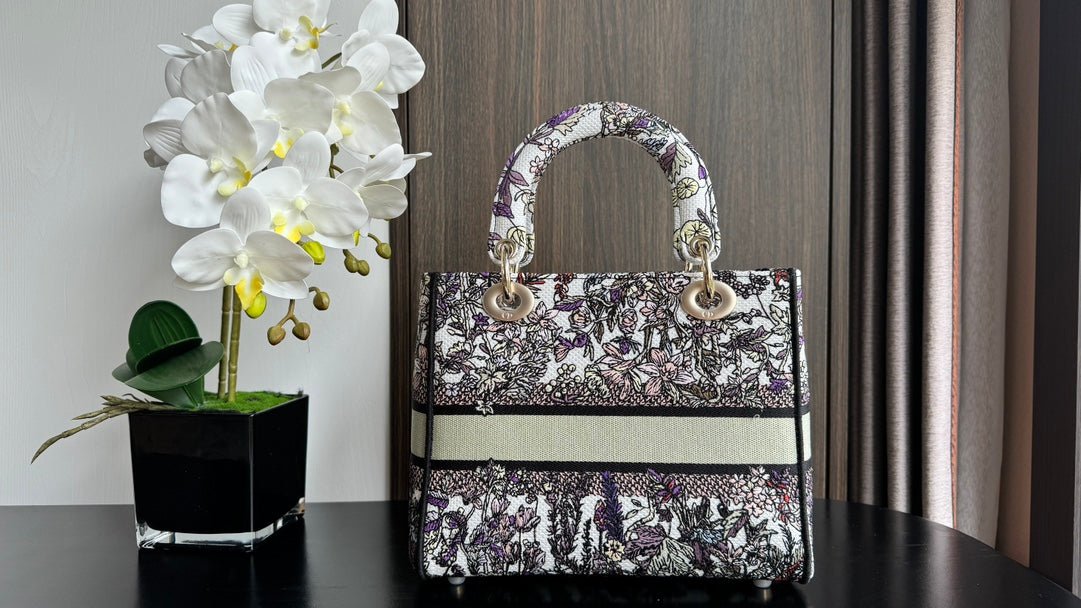 Dior Lady 24 Multicolor Floral Embroidery Handbag - Image 8