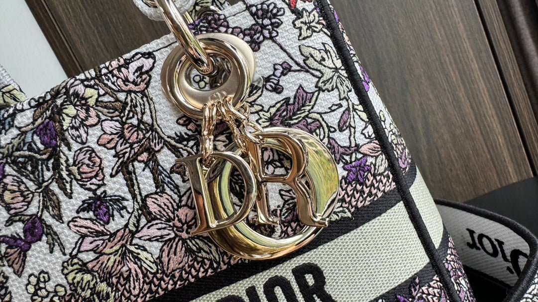 Dior Lady 24 Multicolor Floral Embroidery Handbag - Image 5