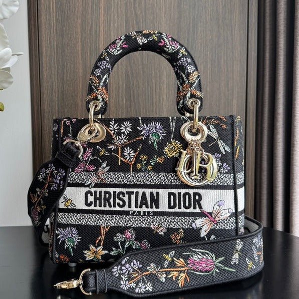 Dior Lady 24 Black Canvas Handbag