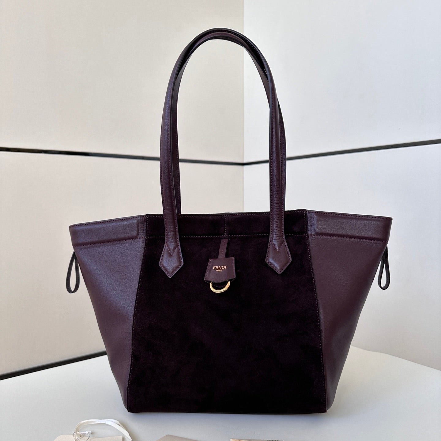 Fendi Origami Medium 27 Wine Red Lambskin Suede