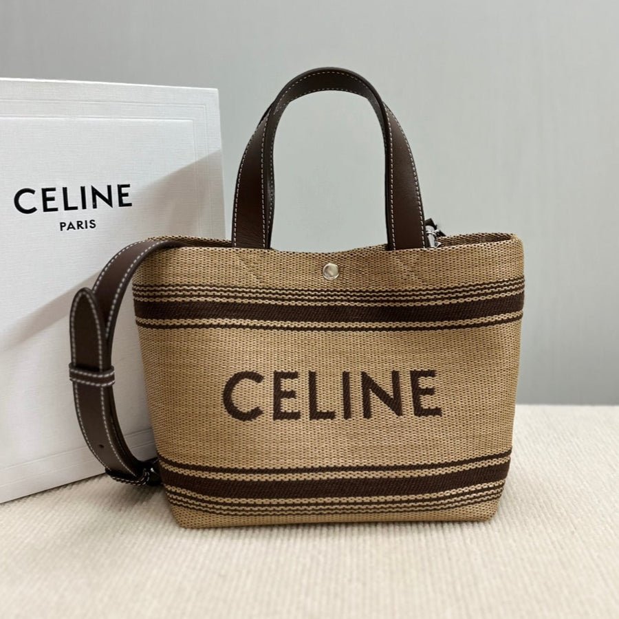 Celine Cabas 23 Stripe Fabric Tote