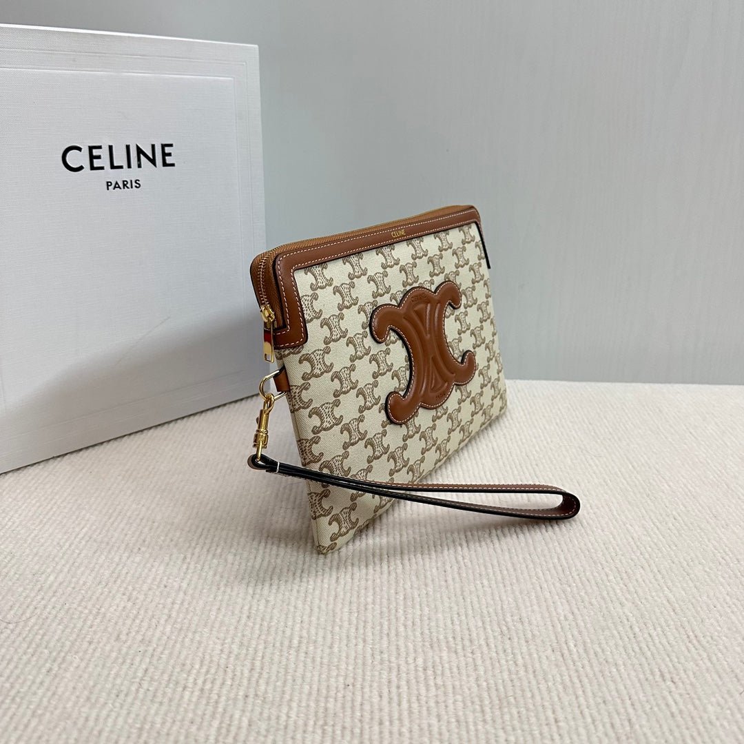 CELINE White Canvas Wrist Pouch - Image 3