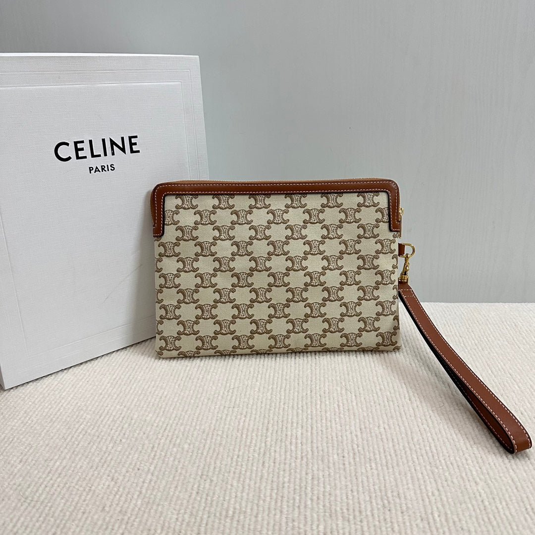 CELINE White Canvas Wrist Pouch - Image 4