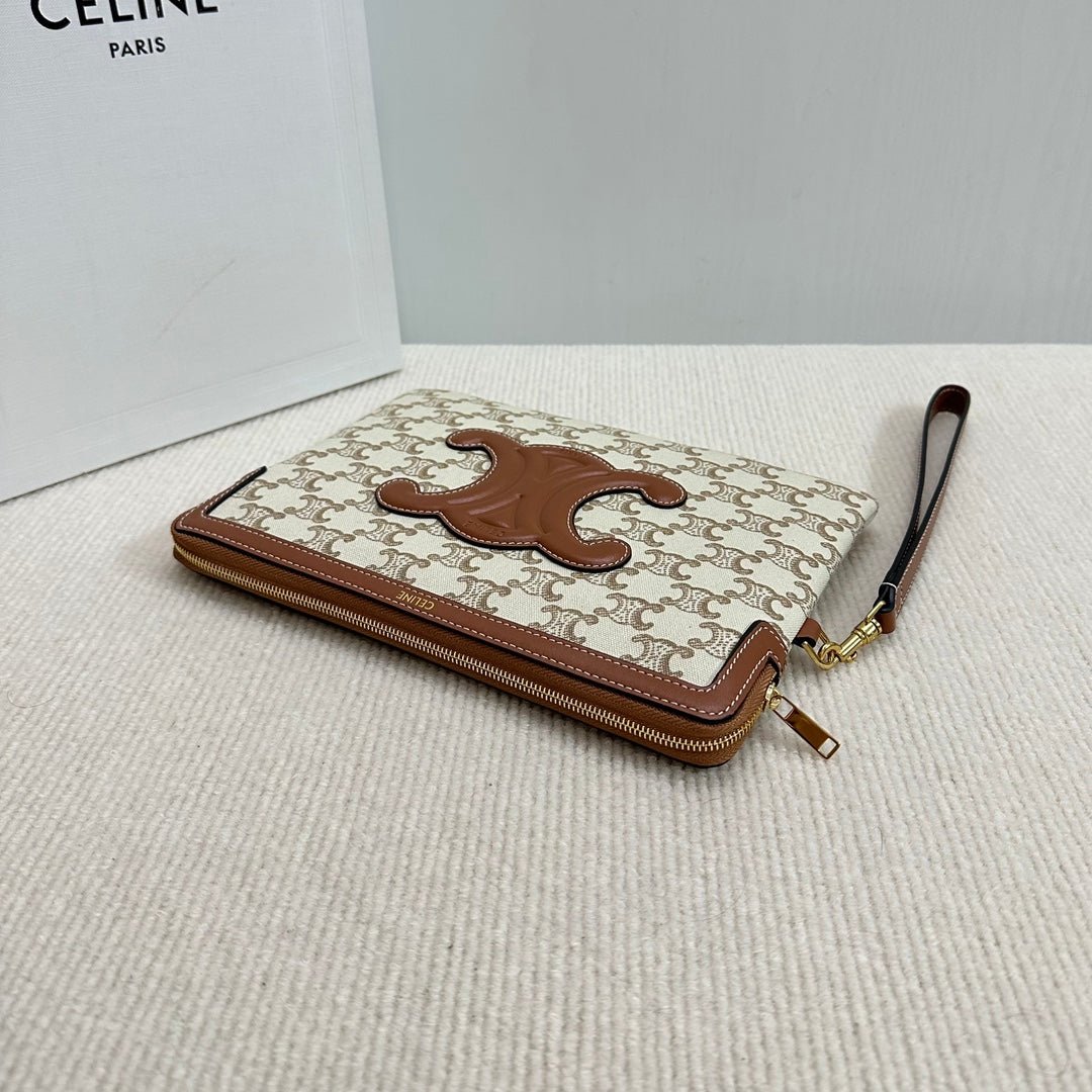 CELINE White Canvas Wrist Pouch - Image 6