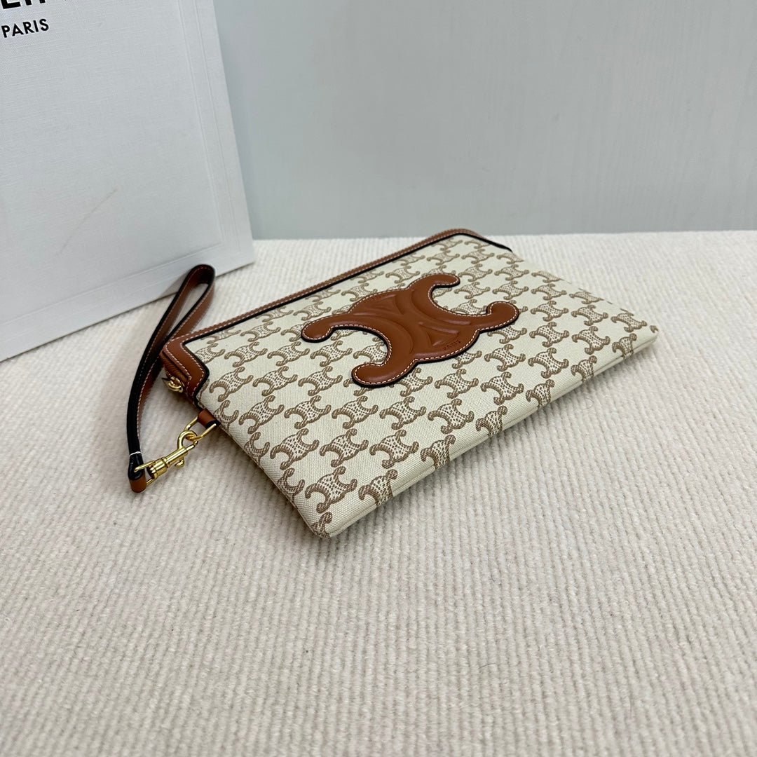 CELINE White Canvas Wrist Pouch - Image 7