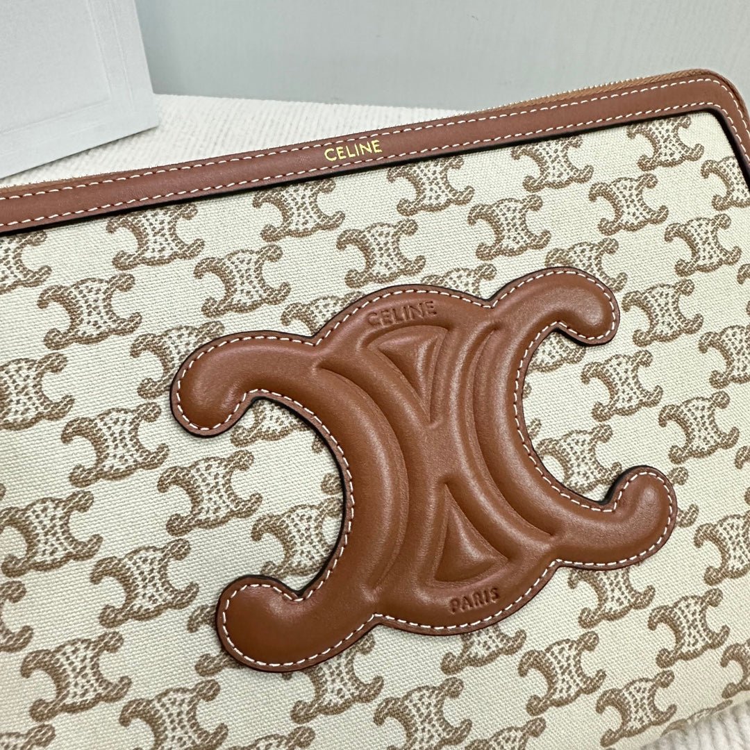 CELINE White Canvas Wrist Pouch - Image 8