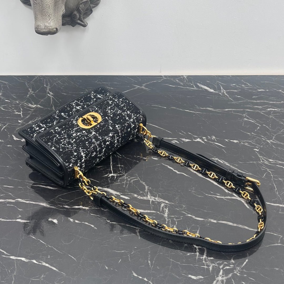 Dior Miss Caro Mini Black Cannage Tweed Bag - Image 2