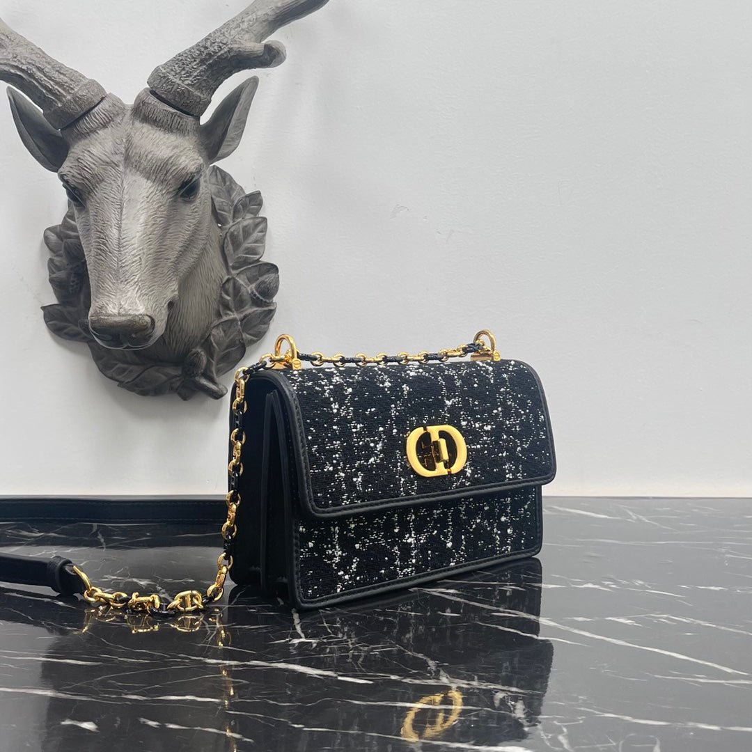 Dior Miss Caro Mini Black Cannage Tweed Bag - Image 6