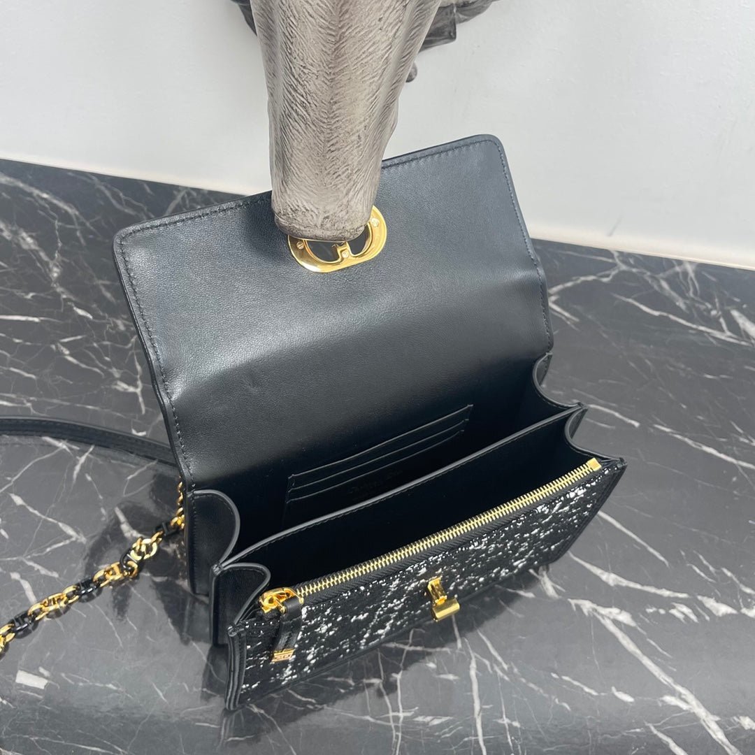 Dior Miss Caro Mini Black Cannage Tweed Bag - Image 3
