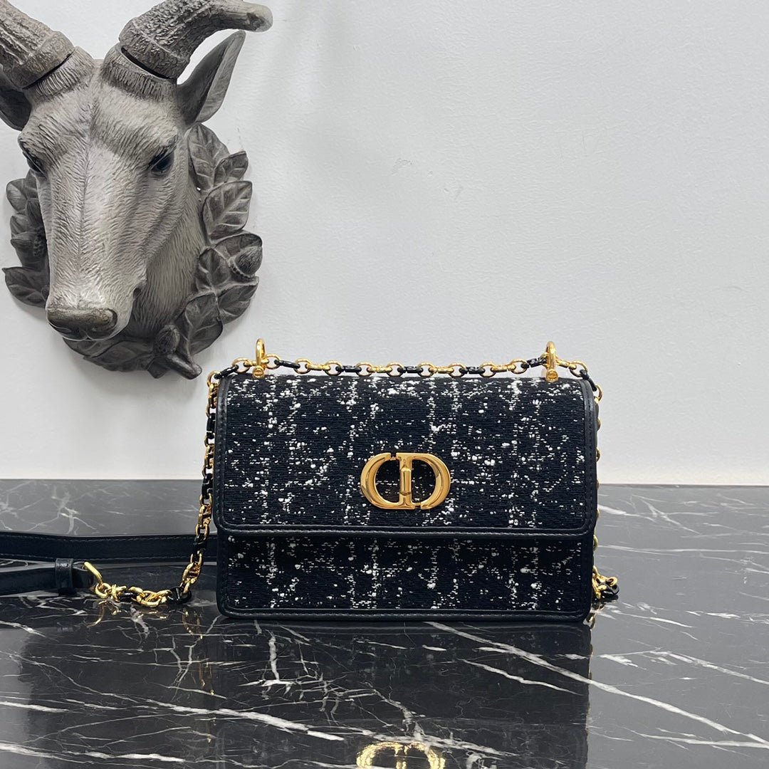 Dior Miss Caro Mini Black Cannage Tweed Bag - Image 7