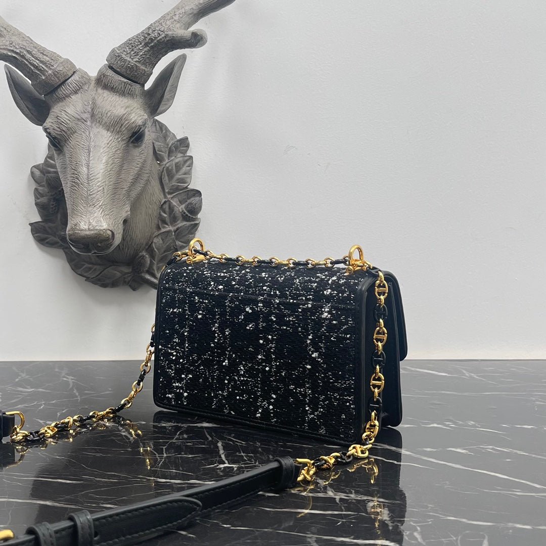 Dior Miss Caro Mini Black Cannage Tweed Bag - Image 5