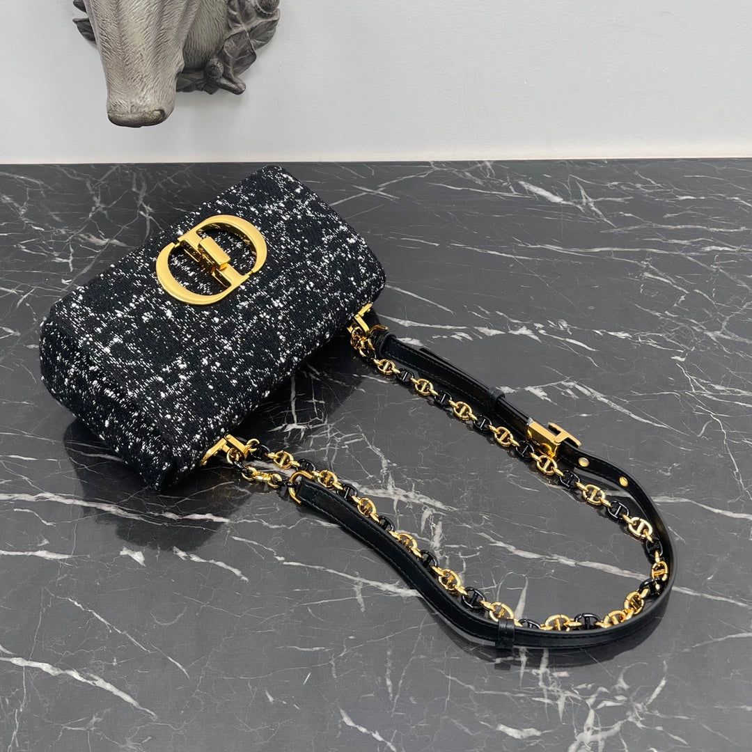Dior Small Caro 20 Black Tweed Cannage Quilted Bag - Image 4