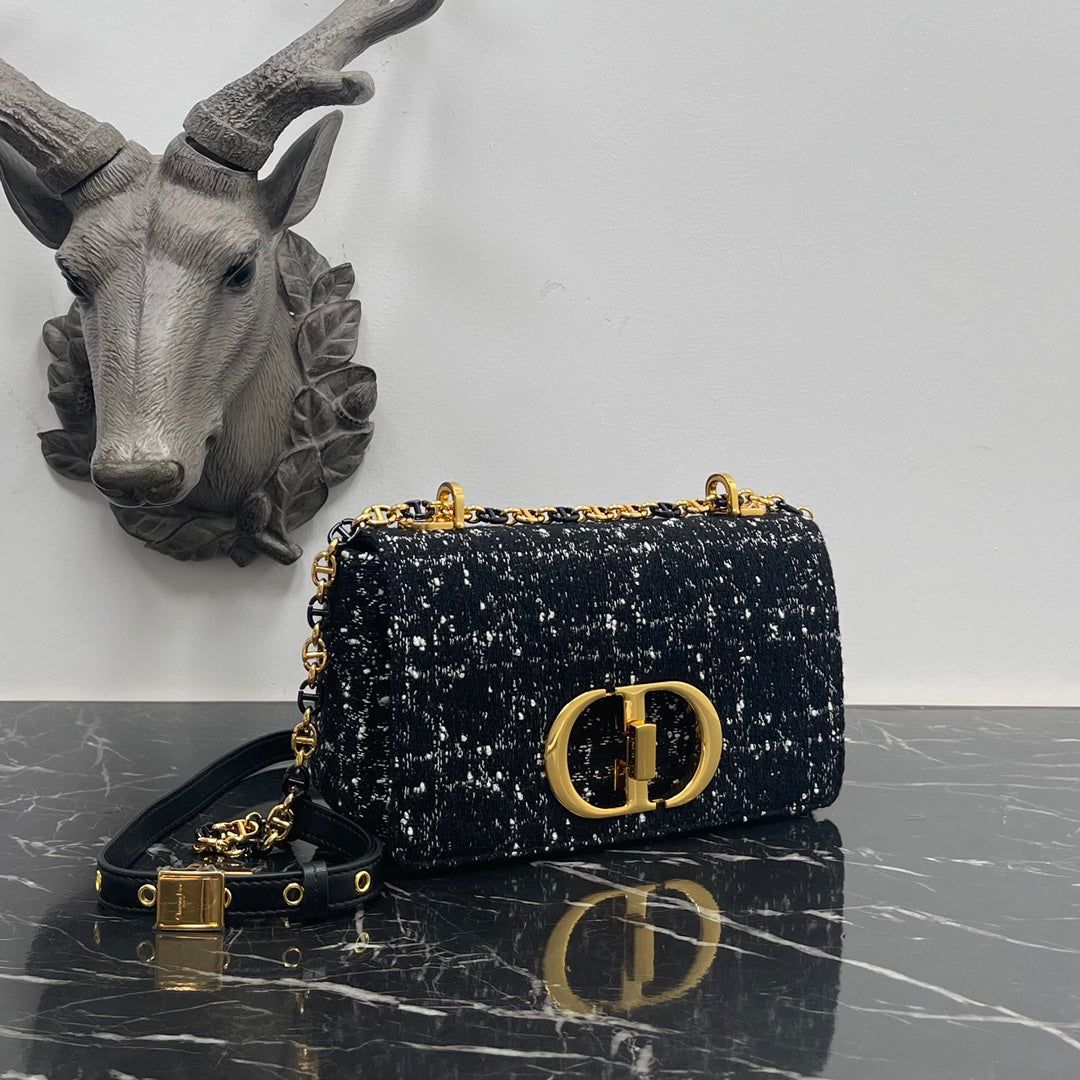 Dior Small Caro 20 Black Tweed Cannage Quilted Bag - Image 5