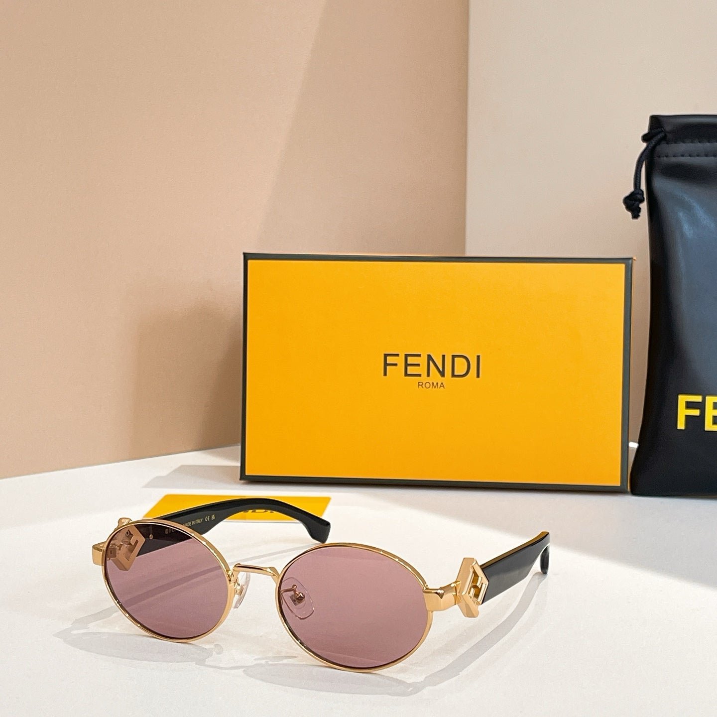 FENDI Round-frame Metal Laminated Eyeglass Lenses