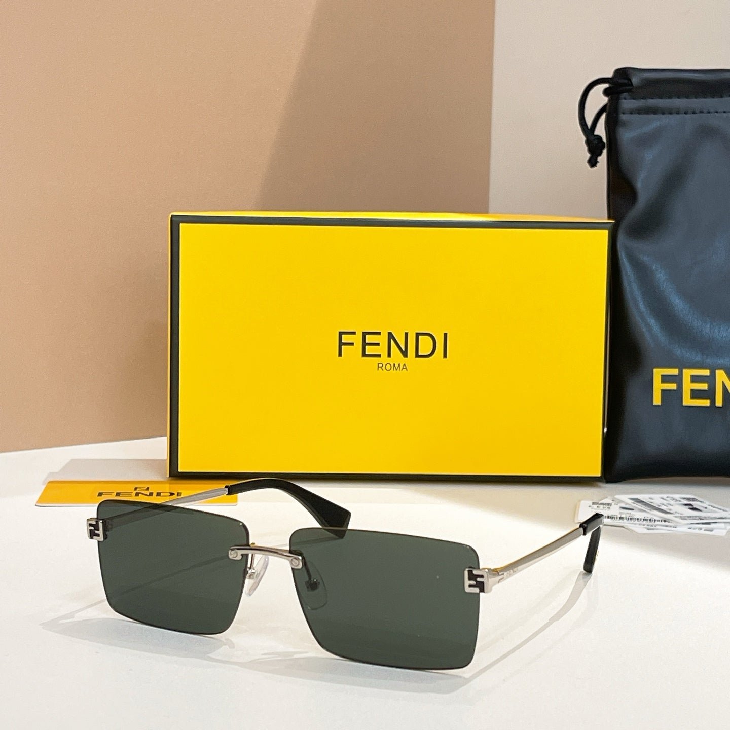 FENDI Frameless Metal Bridge Sunglasses