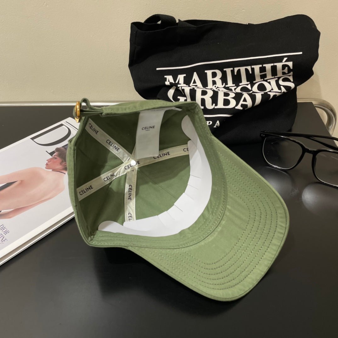 Celine Triomphe Green Cotton Baseball Cap - Image 6