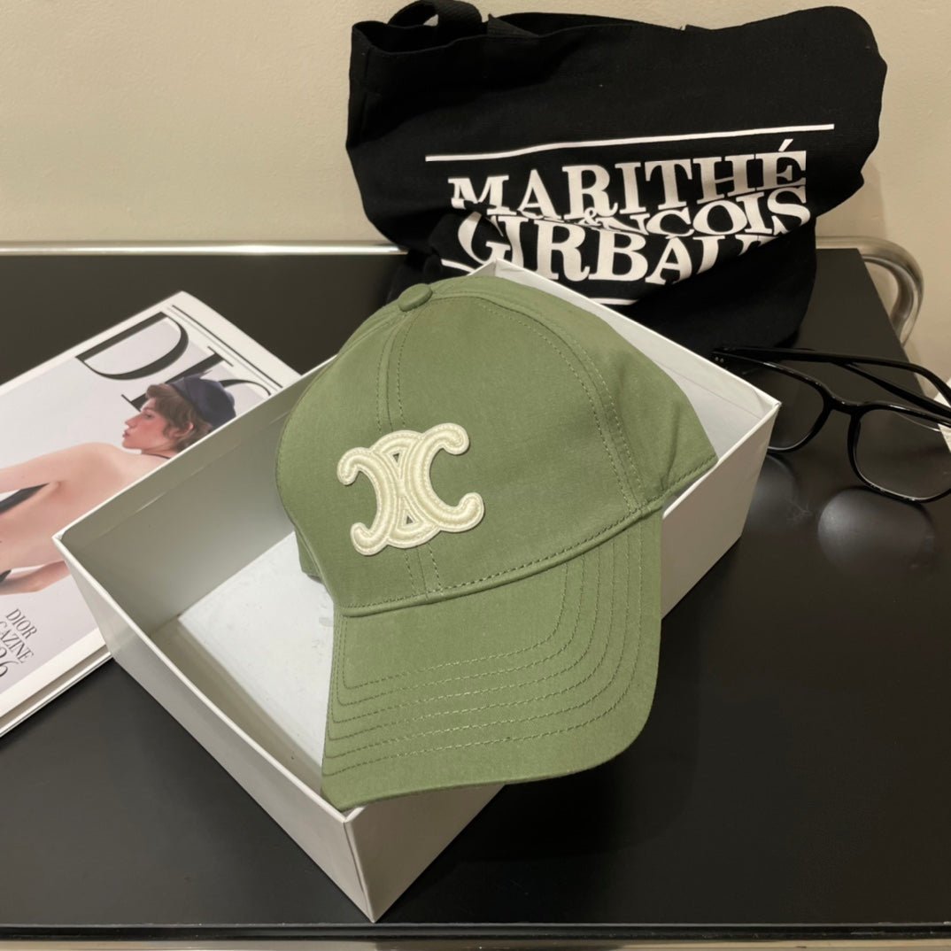 Celine Triomphe Green Cotton Baseball Cap - Image 5