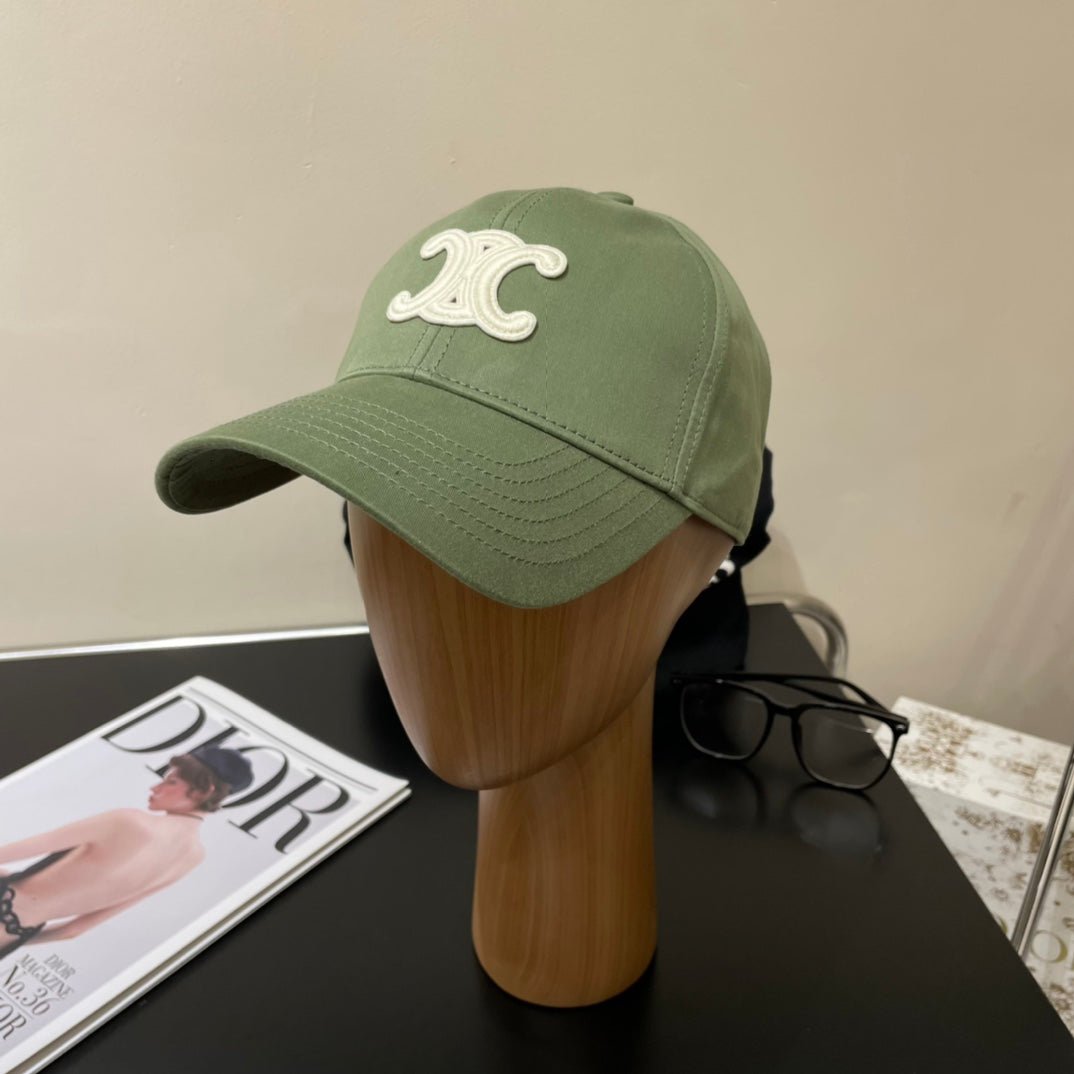 Celine Triomphe Green Cotton Baseball Cap - Image 8