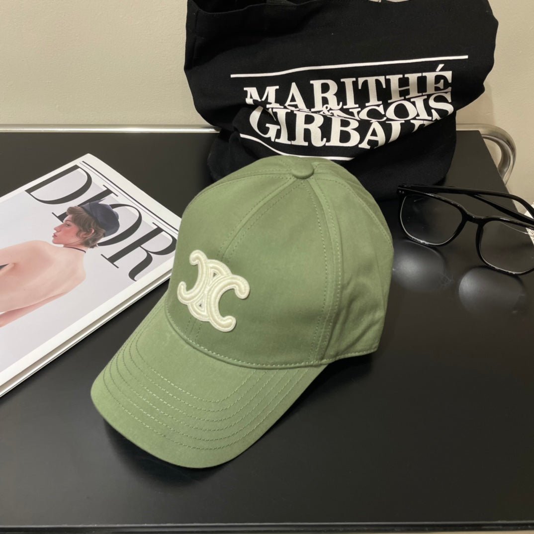 Celine Triomphe Green Cotton Baseball Cap
