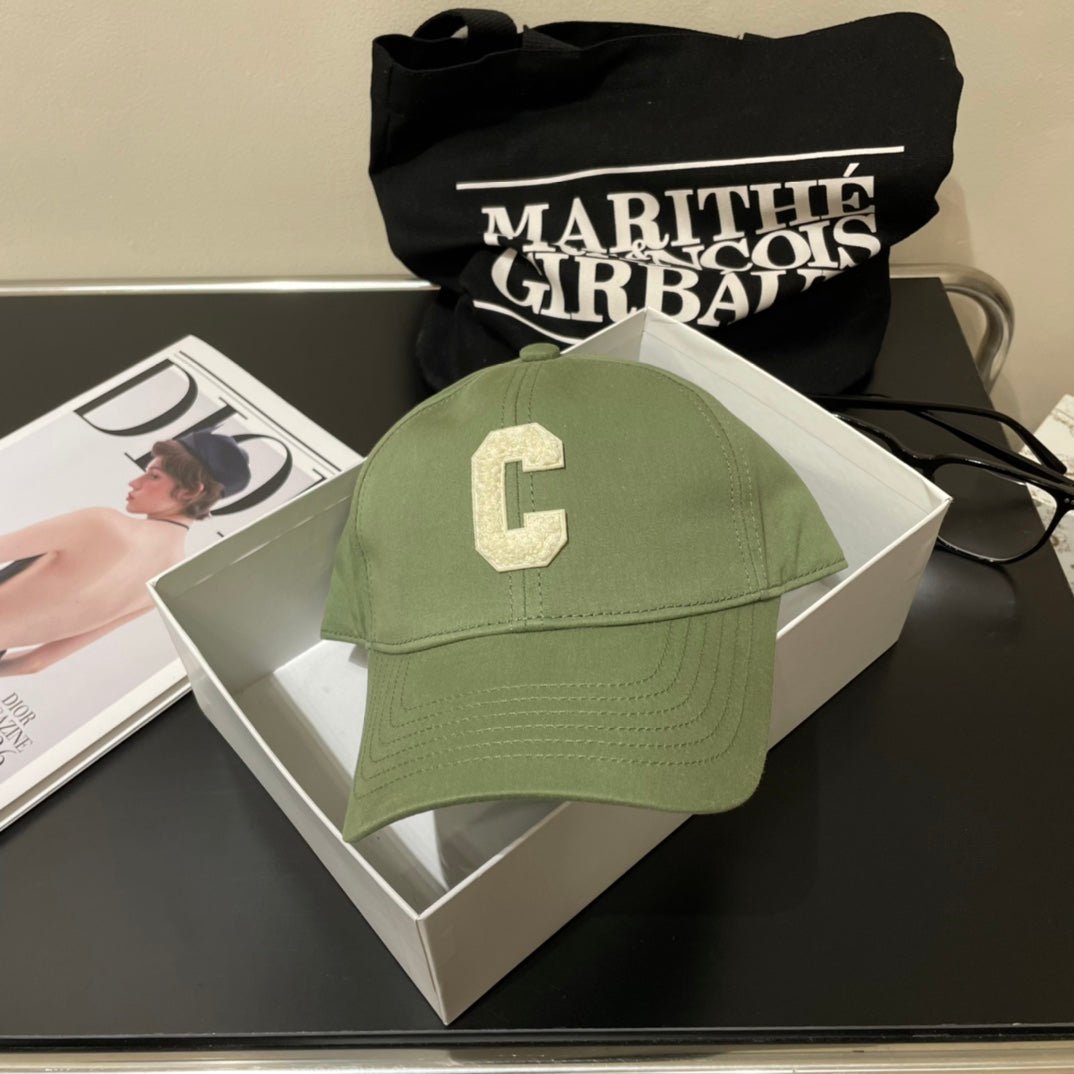 Celine C Logo Green Cotton Baseball Cap - Image 4