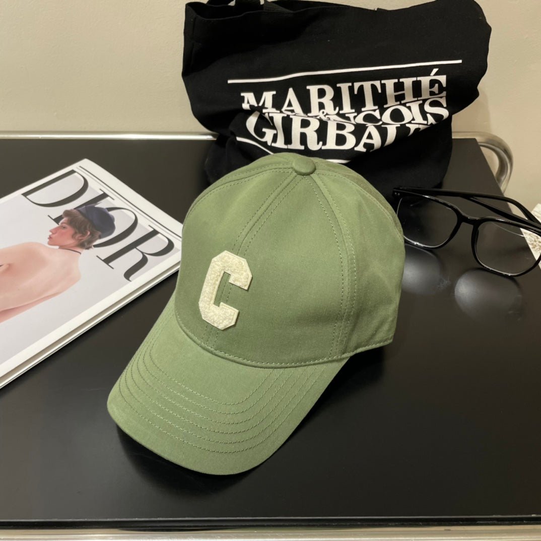 Celine C Logo Green Cotton Baseball Cap