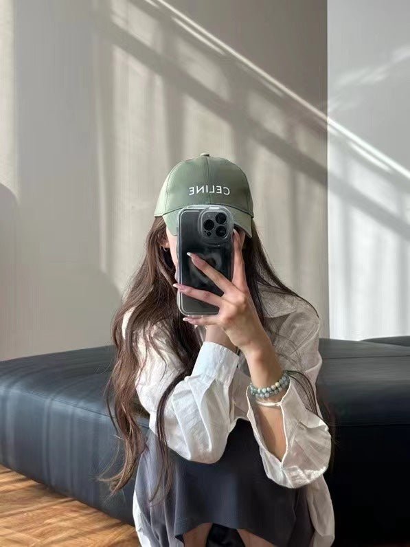 Celine Letter Green Cotton Baseball Cap - Image 8