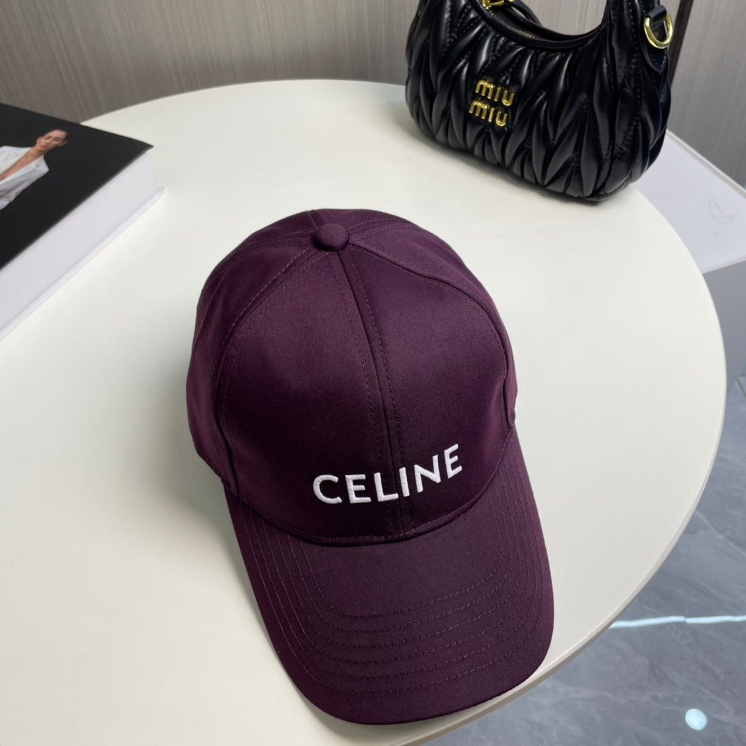 Alternative view of Celine Letter Wine Purple Cotton Cap